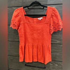 Madewell Pedlum  Eyelet Sleeve Blouse